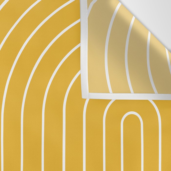 Minimal Line Curvature VIII Golden Yellow Mid Century Modern Arch Abstract Wall Tapestry Gallery Image 3