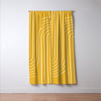 Minimal Line Curvature VIII Golden Yellow Mid Century Modern Arch Abstract Window Curtain Gallery Image 3