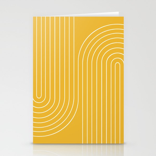Minimal Line Curvature VIII Golden Yellow Mid Century Modern Arch Abstract Stationery Card Gallery Image 1