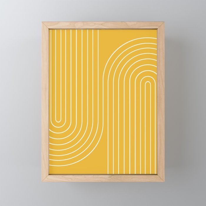 Minimal Line Curvature Viii Golden Yellow Mid Century Modern Arch Abstract Mini Art Print