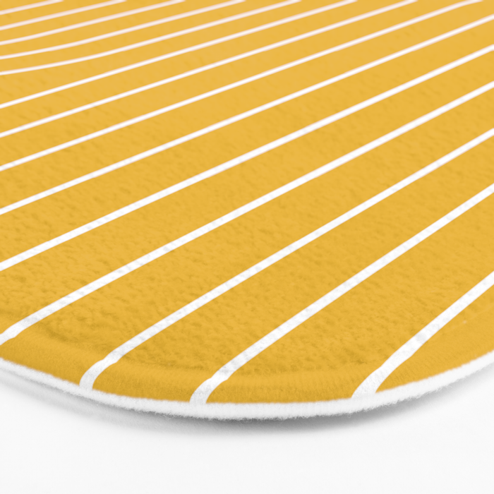 Minimal Line Curvature VIII Golden Yellow Mid Century Modern Arch Abstract Bath Mat Gallery Image 3