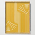Minimal Line Curvature VIII Golden Yellow Mid Century Modern Arch Abstract Serving Tray Gallery Image 1