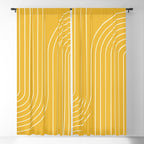 Minimal Line Curvature VIII Golden Yellow Mid Century Modern Arch Abstract Window Curtain Gallery Image 5