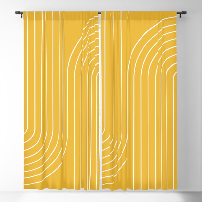 Minimal Line Curvature VIII Golden Yellow Mid Century Modern Arch Abstract Window Curtain Gallery Image 5