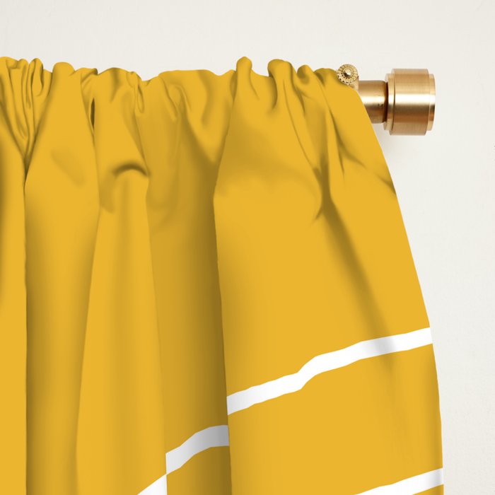 Minimal Line Curvature VIII Golden Yellow Mid Century Modern Arch Abstract Window Curtain Gallery Image 2