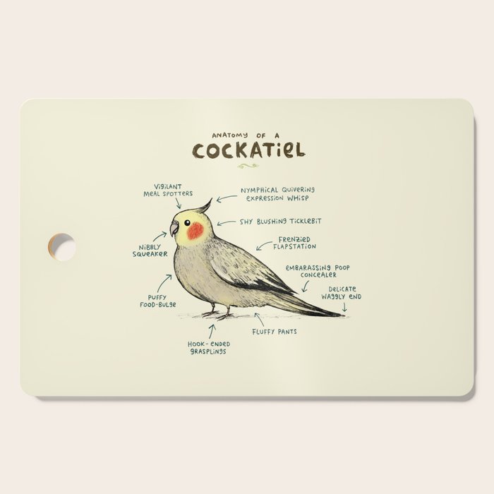 Anatomy of a Cockatiel Cutting Board Gallery Image 1