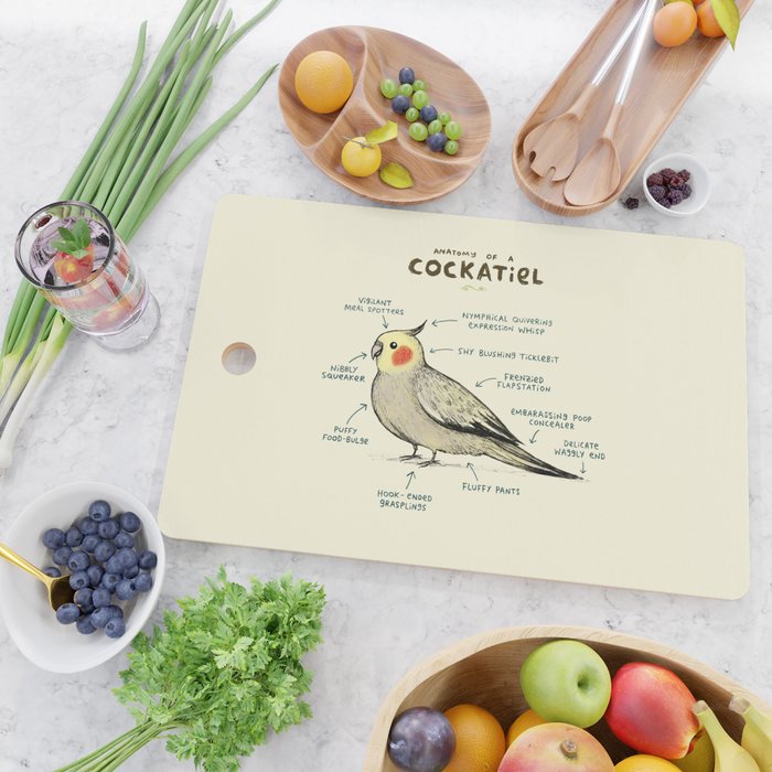 Anatomy of a Cockatiel Cutting Board Gallery Image 2