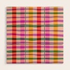 Wobbly Colorful Gingham Pattern Wood Wall Art Gallery Image 1