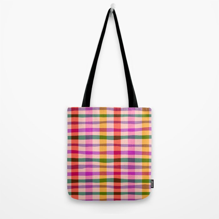 Wobbly Colorful Gingham Pattern Tote Bag Gallery Image 2