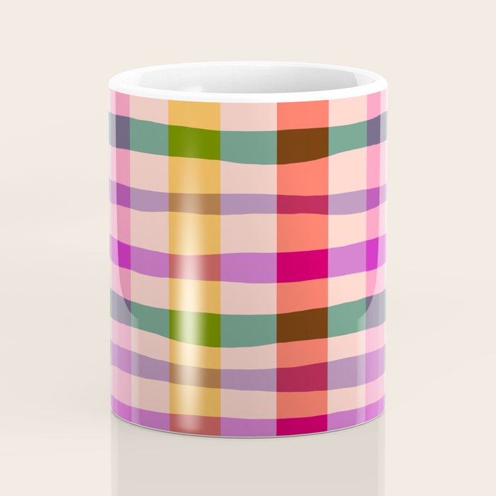 Wobbly Colorful Gingham Pattern Coffee Mug Gallery Image 4