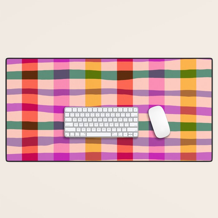 Wobbly Colorful Gingham Pattern Desk Mat Gallery Image 1
