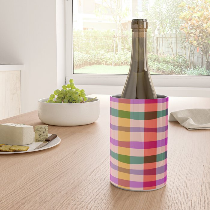 Wobbly Colorful Gingham Pattern Wine Chiller Gallery Image 4
