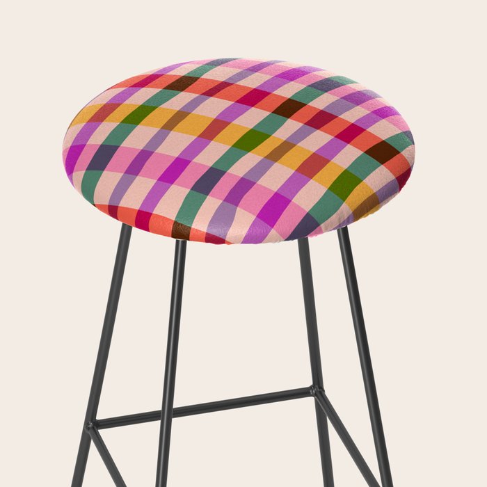 Wobbly Colorful Gingham Pattern Stool Gallery Image 2