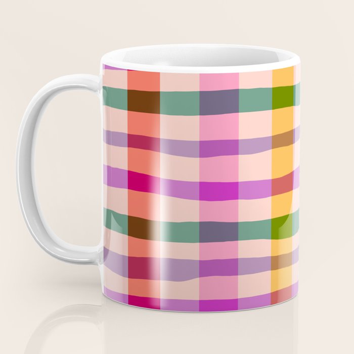 Wobbly Colorful Gingham Pattern Coffee Mug Gallery Image 3