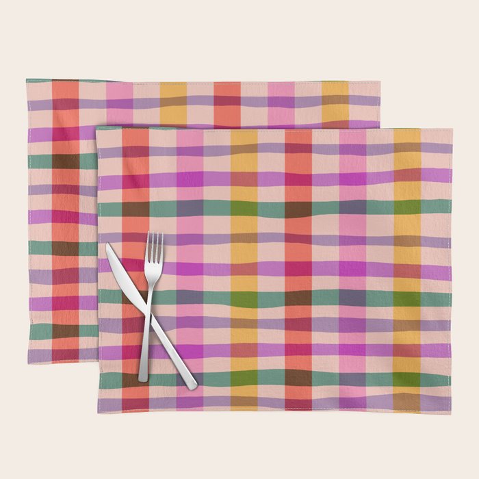 Wobbly Colorful Gingham Pattern Placemat Gallery Image 1