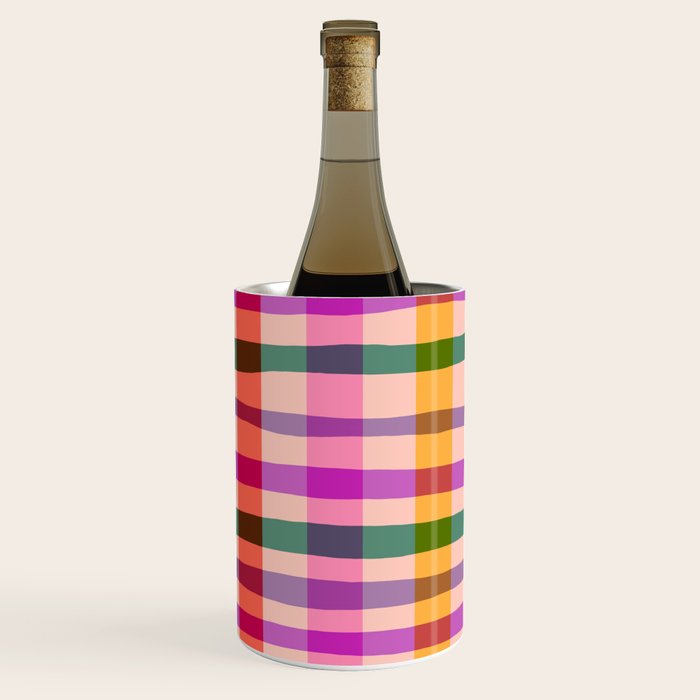 Wobbly Colorful Gingham Pattern Wine Chiller Gallery Image 3