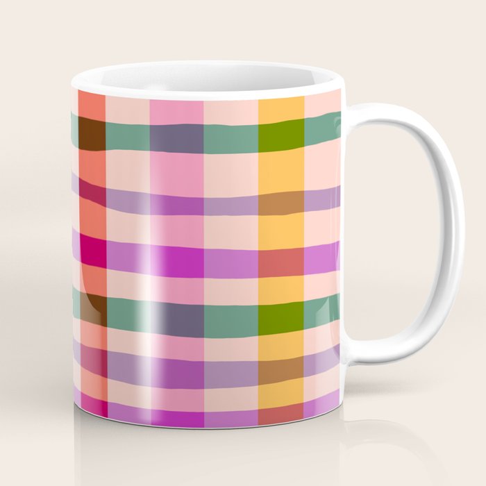 Wobbly Colorful Gingham Pattern Coffee Mug Gallery Image 1
