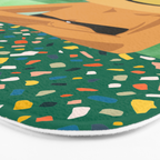 Chill, Modern Bohemian Black Woman Travel Illustration | Terrazzo Tropical Swimming Pool Fashion Bath Mat Gallery Image 3