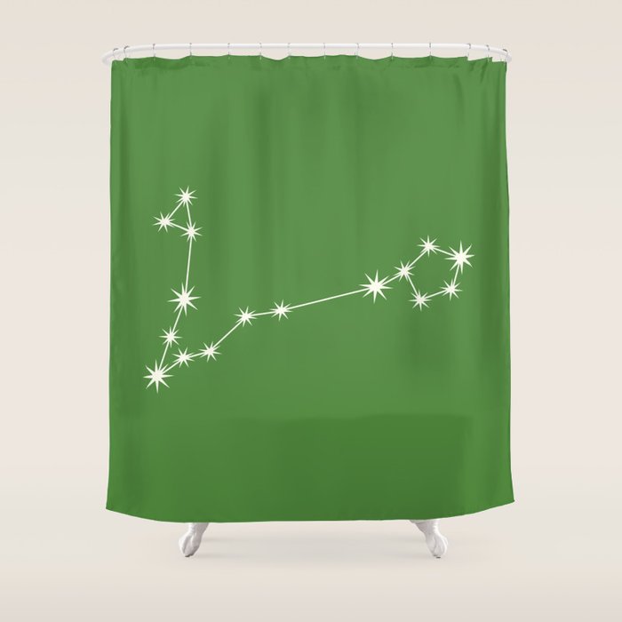 Pisces Zodiac Star Constellation Line Art Kelly Green Shower Curtain Gallery Image 1