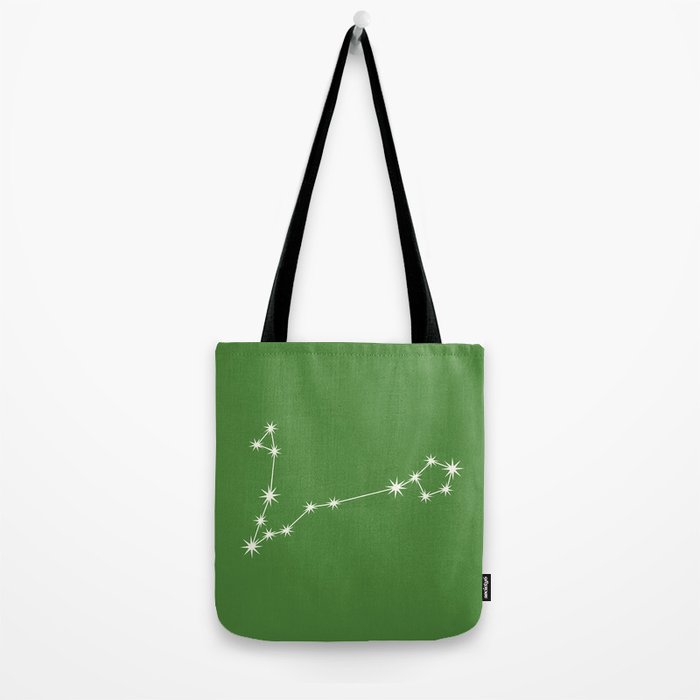 Pisces Zodiac Star Constellation Line Art Kelly Green Tote Bag Gallery Image 2