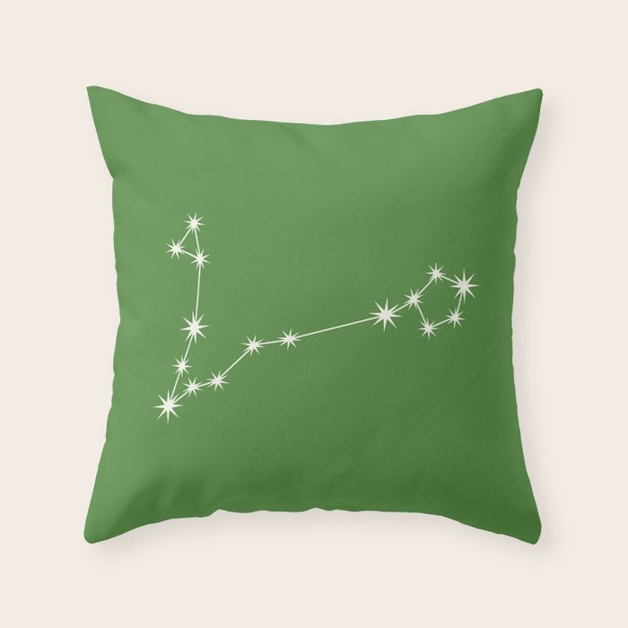 Pisces Zodiac Star Constellation Line Art Kelly Green Throw Pillow Gallery Image 6