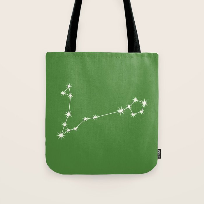 Pisces Zodiac Star Constellation Line Art Kelly Green Tote Bag Gallery Image 1