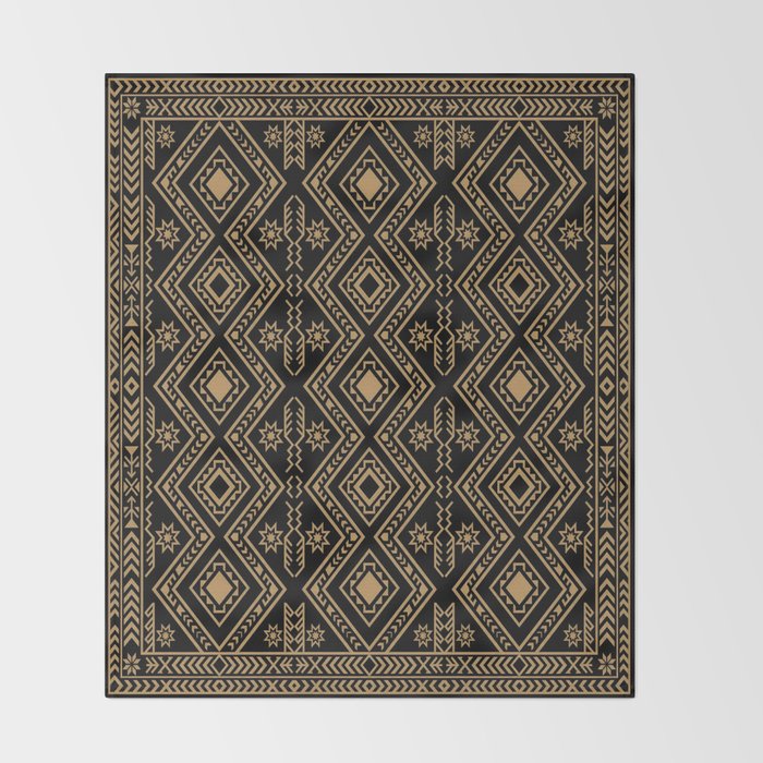 Intricate Gold and Black Tribal Surface Pattern Throw Blanket Gallery Image 2