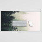 Foggy Pine Trees Desk Mat Gallery Image 1