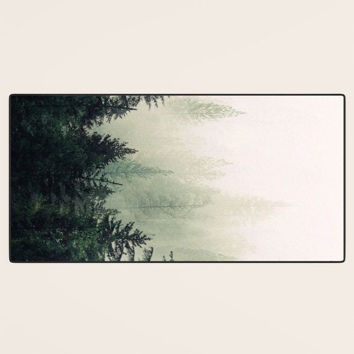 Foggy Pine Trees Desk Mat Gallery Image 3