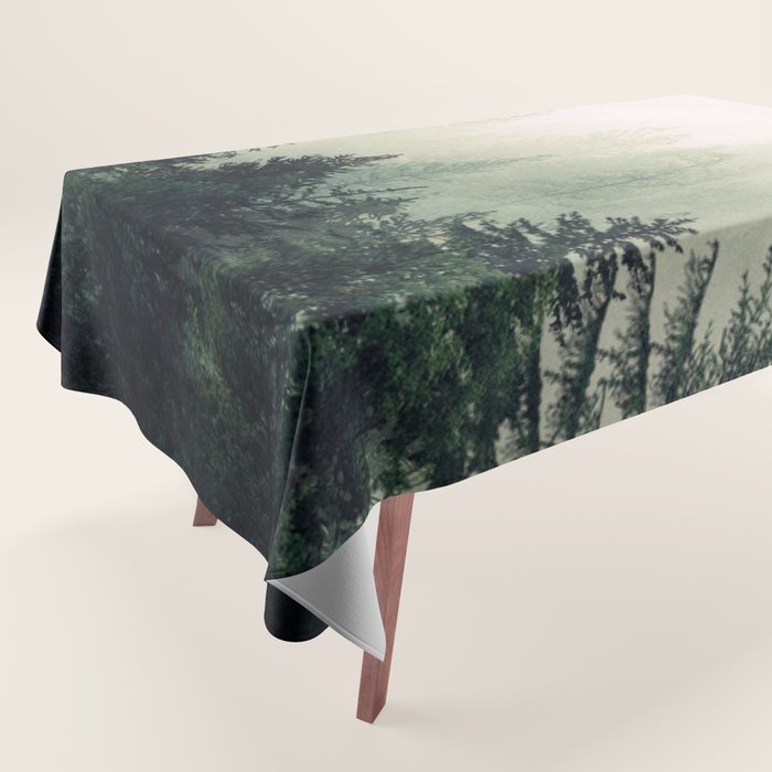 Foggy Pine Trees Tablecloth Gallery Image 1