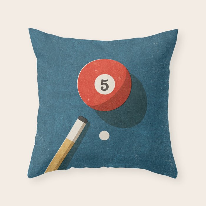 BILLIARDS / Ball 5 Throw Pillow Gallery Image 6