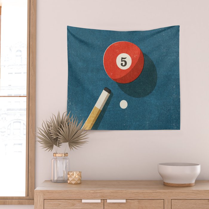 BILLIARDS / Ball 5 Wall Tapestry Gallery Image 2