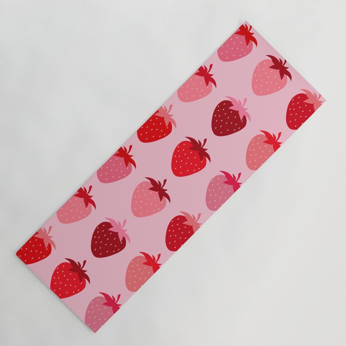 Les Fraises | 01 - Fruit Print Pink And Red Strawberry Preppy Modern Decor Abstract Strawberries Yoga Mat Gallery Image 1