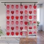 Les Fraises | 01 - Fruit Print Pink And Red Strawberry Preppy Modern Decor Abstract Strawberries Wall Mural Gallery Image 1