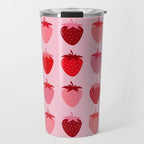 Les Fraises | 01 - Fruit Print Pink And Red Strawberry Preppy Modern Decor Abstract Strawberries Travel Mug Gallery Image 1