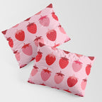 Les Fraises | 01 - Fruit Print Pink And Red Strawberry Preppy Modern Decor Abstract Strawberries Pillow Sham Gallery Image 3