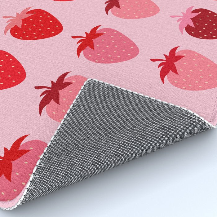 Les Fraises | 01 - Fruit Print Pink And Red Strawberry Preppy Modern Decor Abstract Strawberries Rug Gallery Image 4