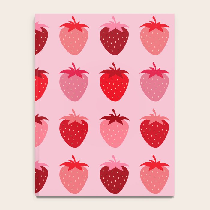 Les Fraises | 01 - Fruit Print Pink And Red Strawberry Preppy Modern Decor Abstract Strawberries Notebook Gallery Image 4