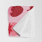 Les Fraises | 01 - Fruit Print Pink And Red Strawberry Preppy Modern Decor Abstract Strawberries Throw Blanket Gallery Image 3