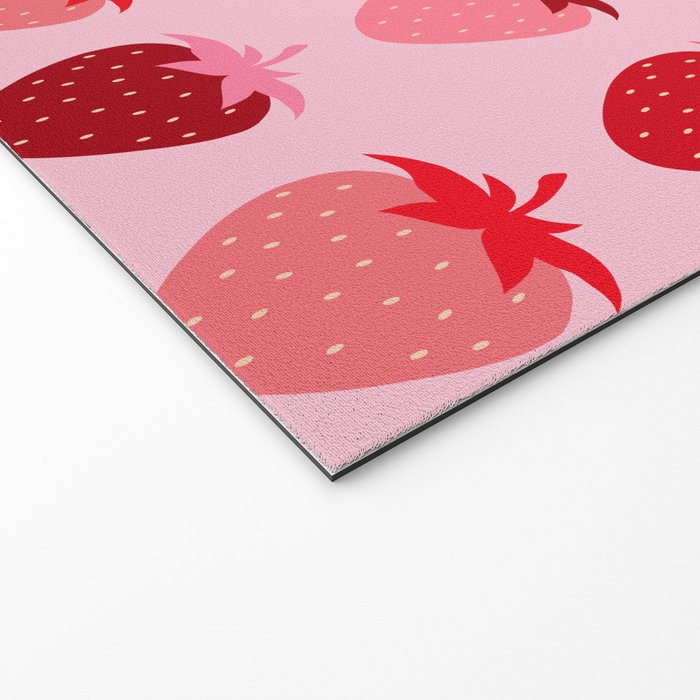 Les Fraises | 01 - Fruit Print Pink And Red Strawberry Preppy Modern Decor Abstract Strawberries Welcome Mat Gallery Image 2