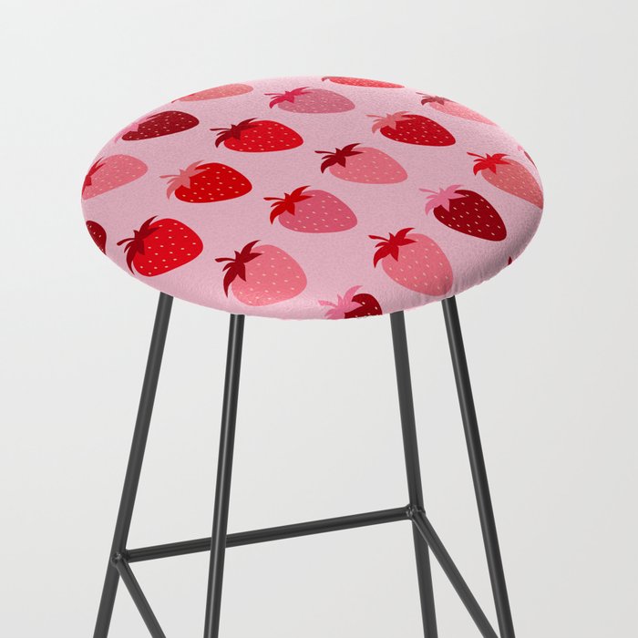 Les Fraises | 01 - Fruit Print Pink And Red Strawberry Preppy Modern Decor Abstract Strawberries Stool Gallery Image 2