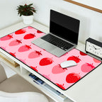 Les Fraises | 01 - Fruit Print Pink And Red Strawberry Preppy Modern Decor Abstract Strawberries Desk Mat Gallery Image 2