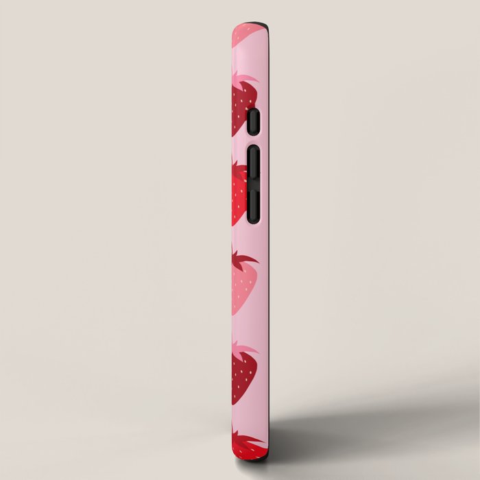 Les Fraises | 01 - Fruit Print Pink And Red Strawberry Preppy Modern Decor Abstract Strawberries iPhone Case Gallery Image 2