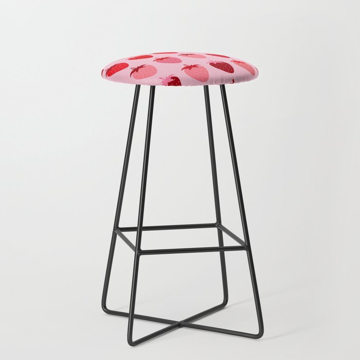 Les Fraises | 01 - Fruit Print Pink And Red Strawberry Preppy Modern Decor Abstract Strawberries Stool Gallery Image 1