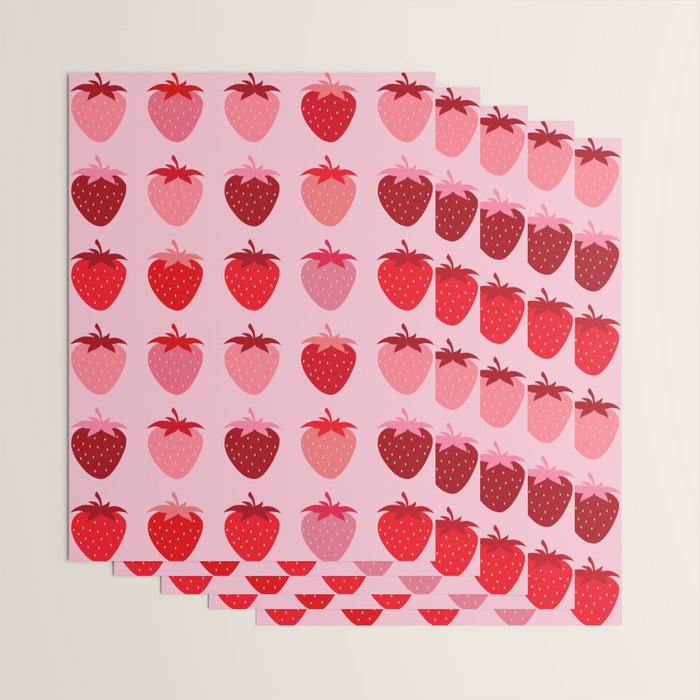 Les Fraises | 01 - Fruit Print Pink And Red Strawberry Preppy Modern Decor Abstract Strawberries Wrapping Paper Gallery Image 3