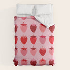Les Fraises | 01 - Fruit Print Pink And Red Strawberry Preppy Modern Decor Abstract Strawberries Duvet Cover Gallery Image 6