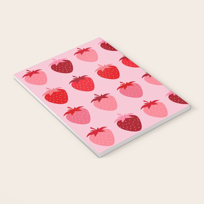Les Fraises | 01 - Fruit Print Pink And Red Strawberry Preppy Modern Decor Abstract Strawberries Notebook Gallery Image 3