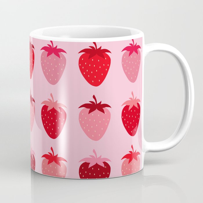 Les Fraises | 01 - Fruit Print Pink And Red Strawberry Preppy Modern Decor Abstract Strawberries Coffee Mug Gallery Image 1