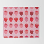 Les Fraises | 01 - Fruit Print Pink And Red Strawberry Preppy Modern Decor Abstract Strawberries Throw Blanket Gallery Image 2