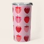Les Fraises | 01 - Fruit Print Pink And Red Strawberry Preppy Modern Decor Abstract Strawberries Travel Mug Gallery Image 2
